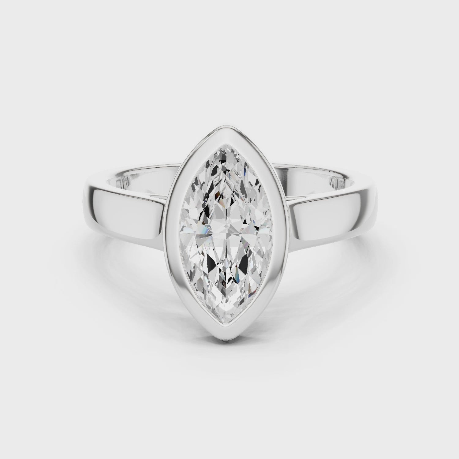 Marquise Cut Solitaire Engagement Ring with Bezel Setting
