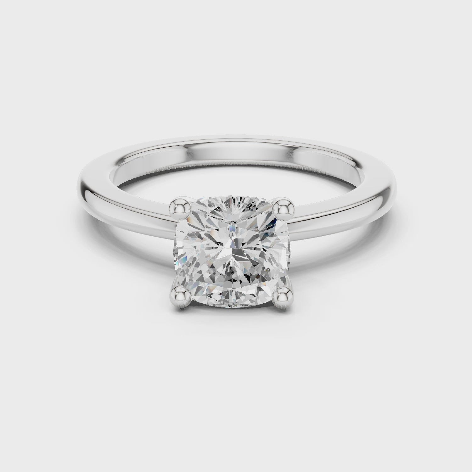 Cushion Cut Solitaire Engagement Ring with Plain Band